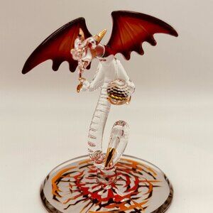 Crystal Fury Dragon Glass Figurine Red Wings Fantasy Decor